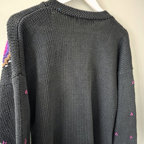 Maggie Lawrence L 90s Cottagecore Eclectic Boho Paisley Intarsia Knit Cardigan - Picture 12 of 15